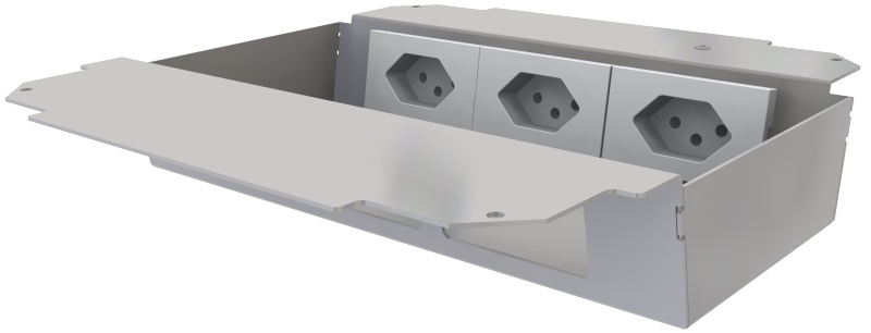 Produktbild UBD 261 267  -  Steckdoseneinsatz horizontal für 2x3 FLF inkl. 3x 1xT13, weiss
